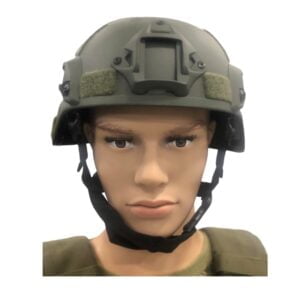 Mannequin with a military helmet.