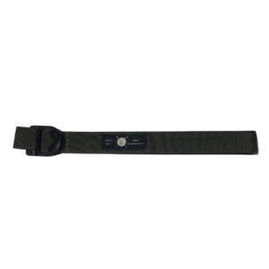 Black fabric strap with plastic buckle.