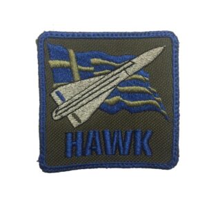 Σήμα με ρουκέτα και τη λέξη "HAWK".
