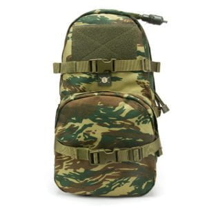 Military camouflage backpack.