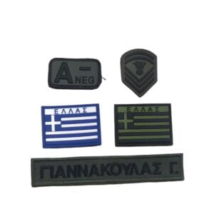 Military badges with Greek flags.