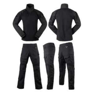 Men's tactical black clothing.