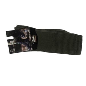 Men's green socks with label.
