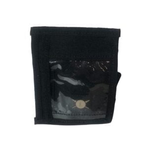 Black wallet with digital camouflage design.