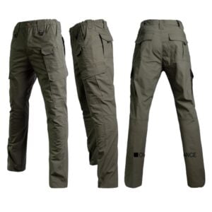 Παντελόνια πεζοπορίας πολλαπλών τσεπών σε στρατιωτικό πράσινο.