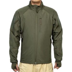 Men's green jacket with zipper.