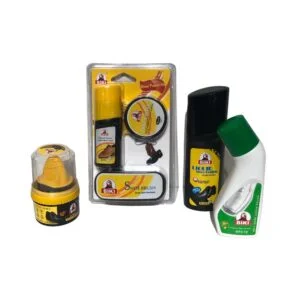 Biki shoe cleaning kit with brush and polishing agents.