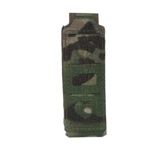 Green binocular case in military pattern.