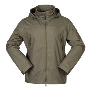 Men's green windproof jacket with hood