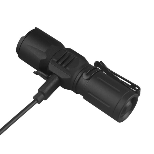 Μαύρος φακός LED με USB φόρτιση