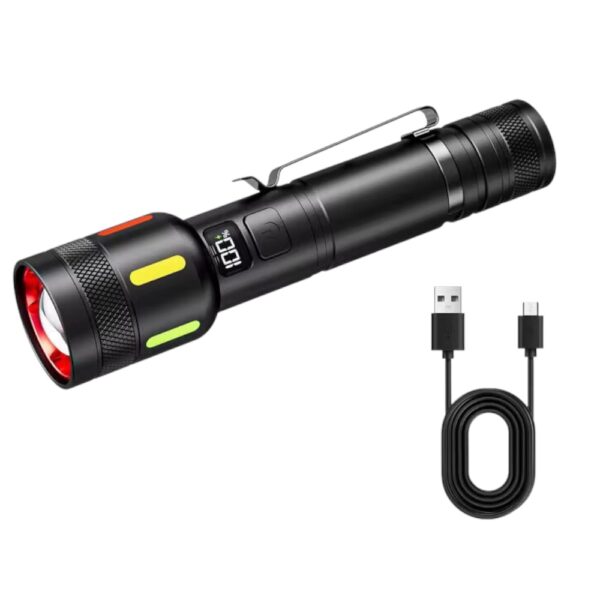 Μαύρος φακός LED με καλώδιο USB