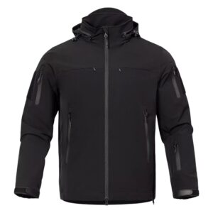 Μαύρο ανδρικό αδιάβροχο μπουφάν με κουκούλα