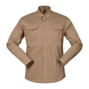 Καφέ ανδρικό πουκάμισο με μακριά μανίκια